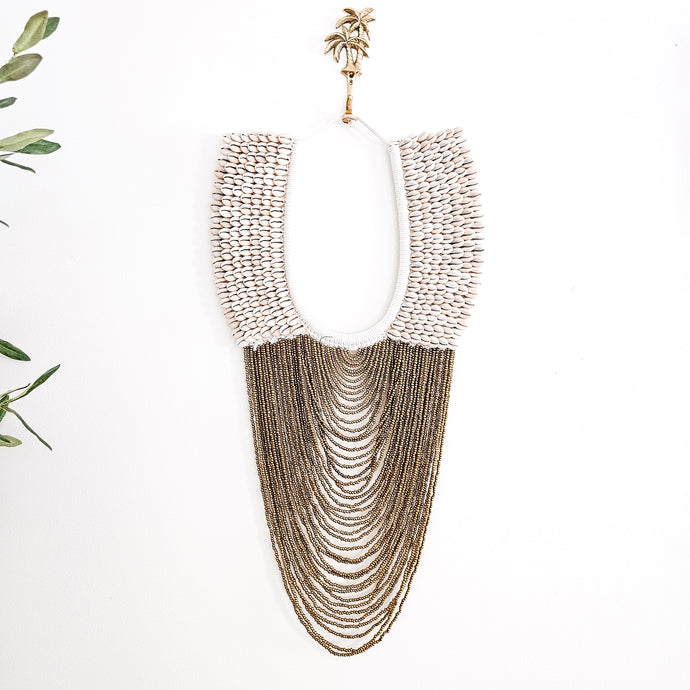 Sara Cowrie Shell and Beaded wall necklace