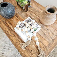 Marble and wood bead long decorative tassels for coastal bohemian home aesthetic interiors. Finish your styling with stunning accent pieces and compliment your home. 