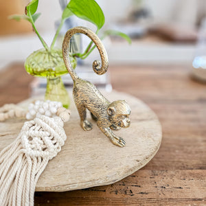 Brass monkey home decor. Coffee table decor for coastal boho boheme home aesthetic. Casted from Brass. Style your home with stunning Brass accents while bringing a fun playful touch to your finishing touches 