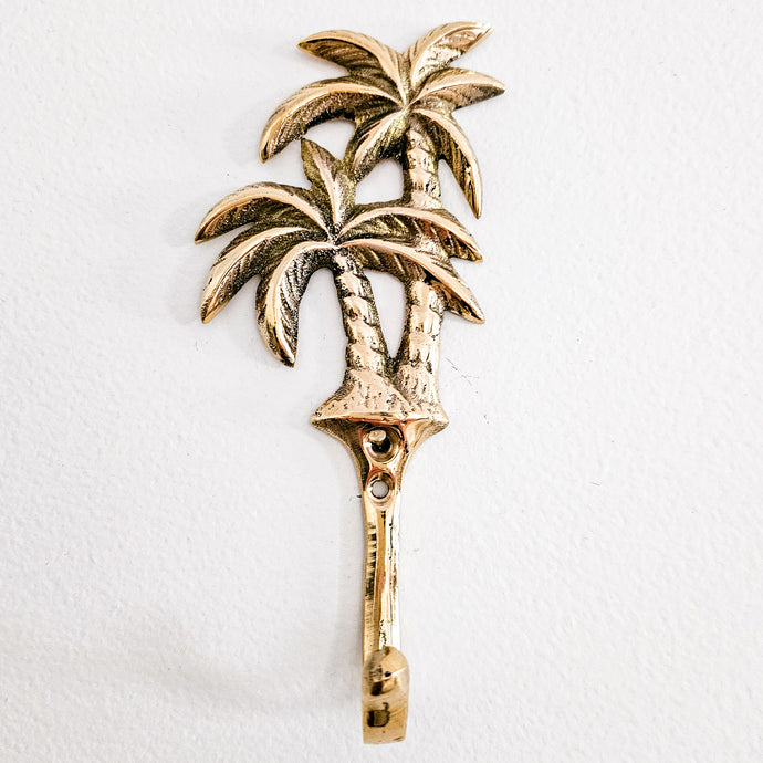 Brass palm trees wall hook. Coastal boho wall decor for natural wall art.