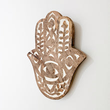 Wooden carved hamsa hand wall hanging small. Coastal boho home decor. Balinese decor 