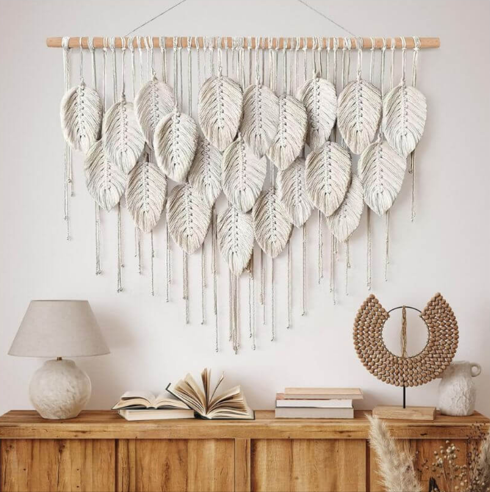 Maya Macrame Leaf Wall Art large