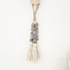 Large shell hanging tassel, with five shells. Boho, Bohemian, coastal home decor