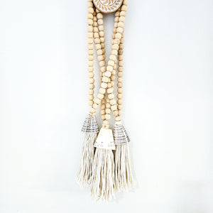 Aisha Shell and Wood Beaded Tassel long